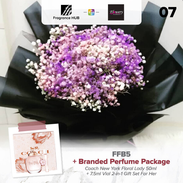FFB5 Bouquet + Fragrance Hub Branded Perfume (By: Flowery Florist from Seri Kembangan)
