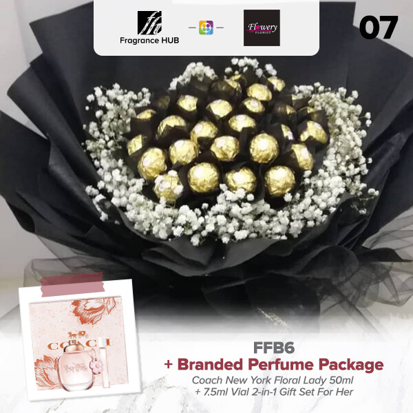 FFB6 Bouquet + Fragrance Hub Branded Perfume (By: Flowery Florist from Seri Kembangan)