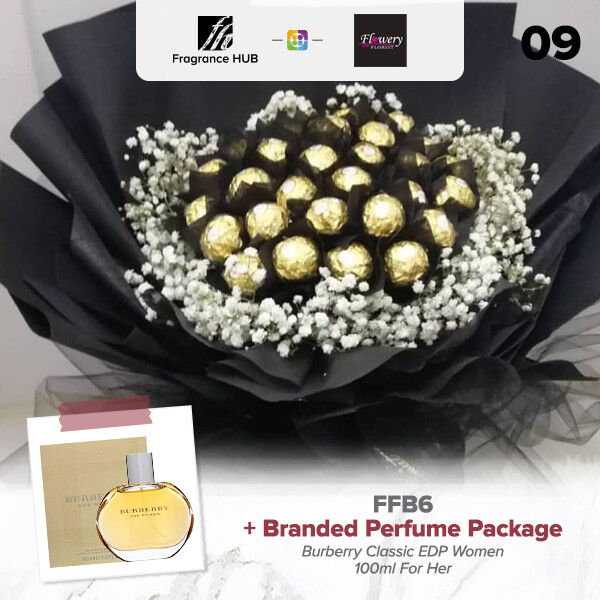 FFB6 Bouquet + Fragrance Hub Branded Perfume (By: Flowery Florist from Seri Kembangan)