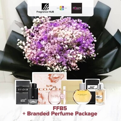 FFB5 Bouquet + Fragrance Hub Branded Perfume (By: Flowery Florist from Seri Kembangan)