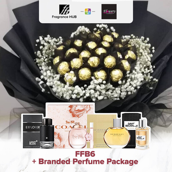 FFB6 Bouquet + Fragrance Hub Branded Perfume (By: Flowery Florist from Seri Kembangan)