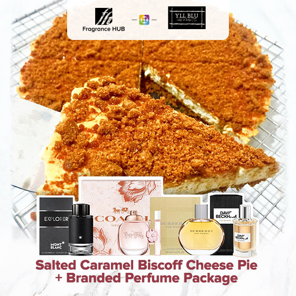 Salted Caramel Biscoff Cheese Pie + Fragrance Hub Branded Perfume (By: YII Blu Cakes & Bakes from Kuala Lumpur)