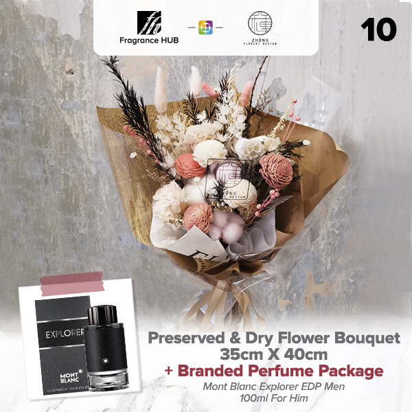 Preserved And Dry Flower Bouquet  + Fragrance Hub Branded Perfume (By: Zhong Florist from Penang)