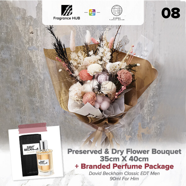 Preserved And Dry Flower Bouquet  + Fragrance Hub Branded Perfume (By: Zhong Florist from Penang)