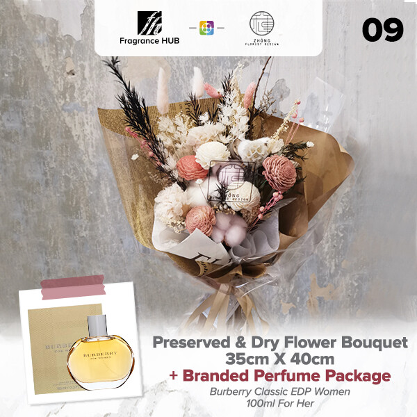 Preserved And Dry Flower Bouquet  + Fragrance Hub Branded Perfume (By: Zhong Florist from Penang)