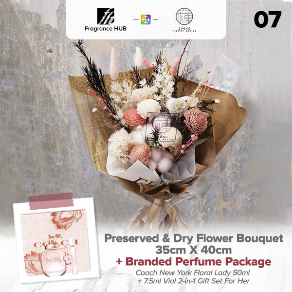 Preserved And Dry Flower Bouquet  + Fragrance Hub Branded Perfume (By: Zhong Florist from Penang)