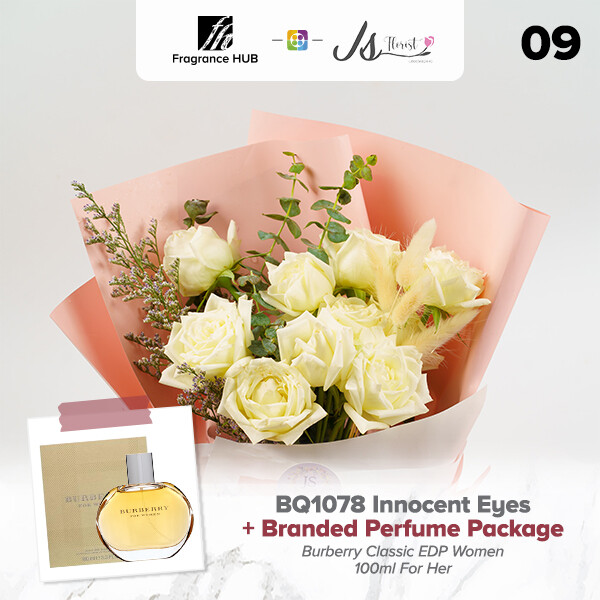 BQ1078 Innocent Eyes Flower Bouquet + Fragrance Hub Branded Perfume (By: JS Florist from Damansara)