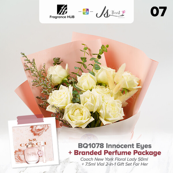 BQ1078 Innocent Eyes Flower Bouquet + Fragrance Hub Branded Perfume (By: JS Florist from Damansara)