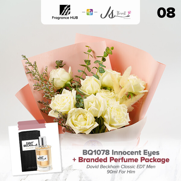 BQ1078 Innocent Eyes Flower Bouquet + Fragrance Hub Branded Perfume (By: JS Florist from Damansara)