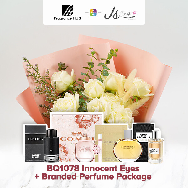 BQ1078 Innocent Eyes Flower Bouquet + Fragrance Hub Branded Perfume (By: JS Florist from Damansara)