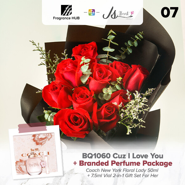 BQ1060 Cuz I Love You Flower Bouquet + Fragrance Hub Branded Perfume (By: JS Florist from Damansara)