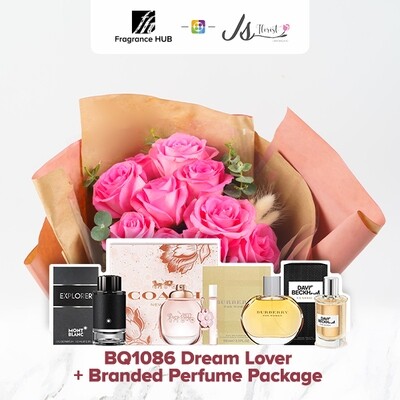 BQ1086 Dream Lover Flower Bouquet + Fragrance Hub Branded Perfume (By: JS Florist from Damansara)