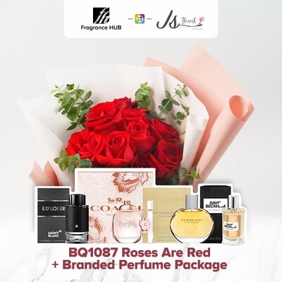 BQ1087 Roses Are Red Flower Bouquet + Fragrance Hub Branded Perfume (By: JS Florist from Damansara)