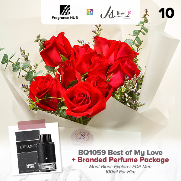 BQ1059 Best of My Love Flower Bouquet + Fragrance Hub Branded Perfume (By: JS Florist from Damansara)