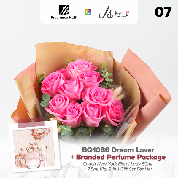 BQ1086 Dream Lover Flower Bouquet + Fragrance Hub Branded Perfume (By: JS Florist from Damansara)