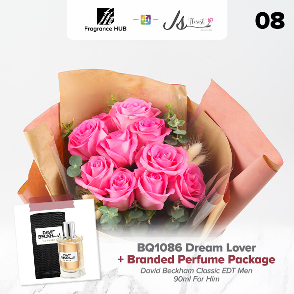 BQ1086 Dream Lover Flower Bouquet + Fragrance Hub Branded Perfume (By: JS Florist from Damansara)