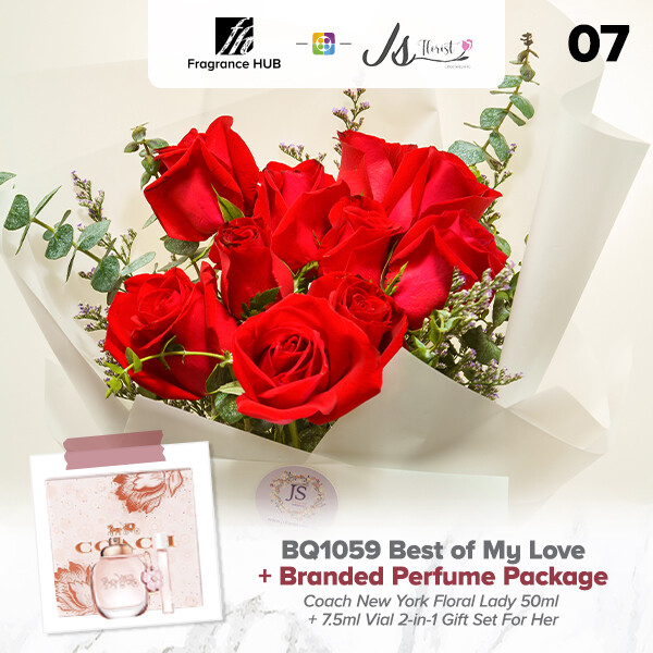 BQ1059 Best of My Love Flower Bouquet + Fragrance Hub Branded Perfume (By: JS Florist from Damansara)