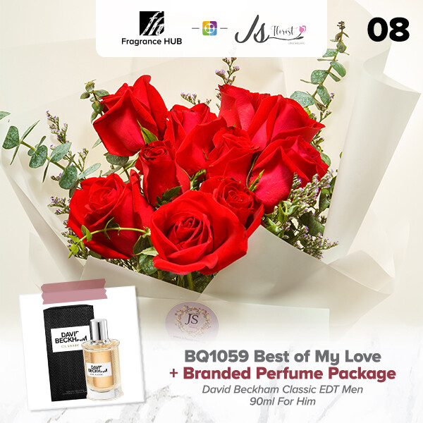 BQ1059 Best of My Love Flower Bouquet + Fragrance Hub Branded Perfume (By: JS Florist from Damansara)