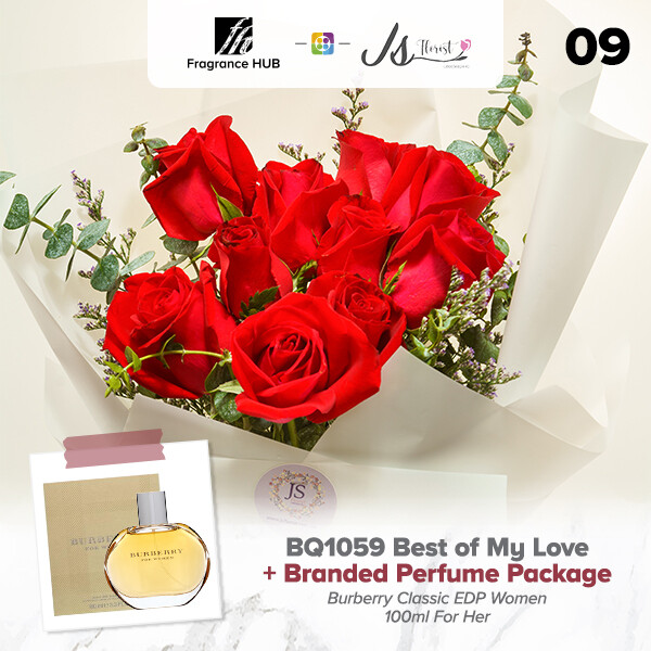 BQ1059 Best of My Love Flower Bouquet + Fragrance Hub Branded Perfume (By: JS Florist from Damansara)