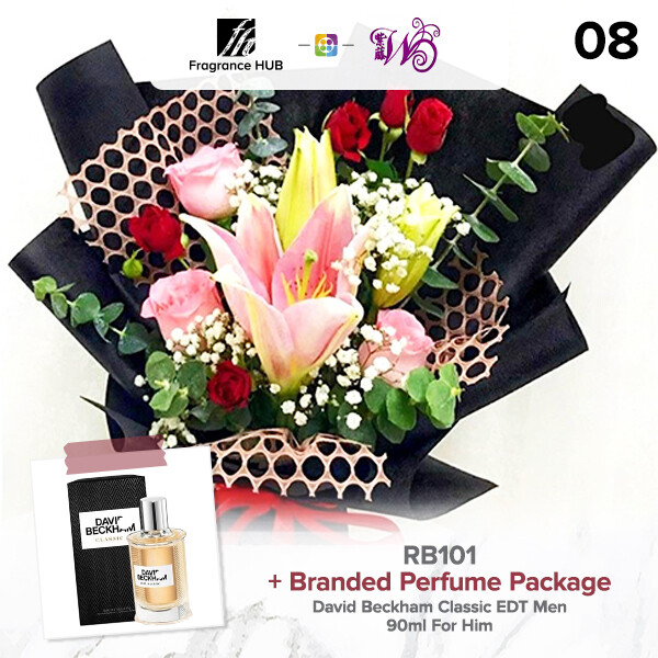 RB101 + Fragrance Hub Branded Perfume (By: Wistaria Florist from Sibu)