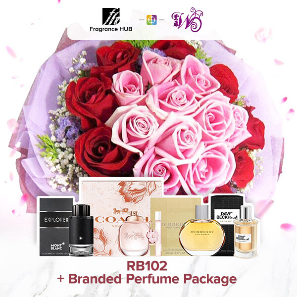 RB102 + Fragrance Hub Branded Perfume (By: Wistaria Florist from Sibu)