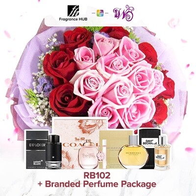 RB102 + Fragrance Hub Branded Perfume (By: Wistaria Florist from Sibu)