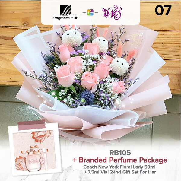 RB105 + Fragrance Hub Branded Perfume (By: Wistaria Florist from Sibu)