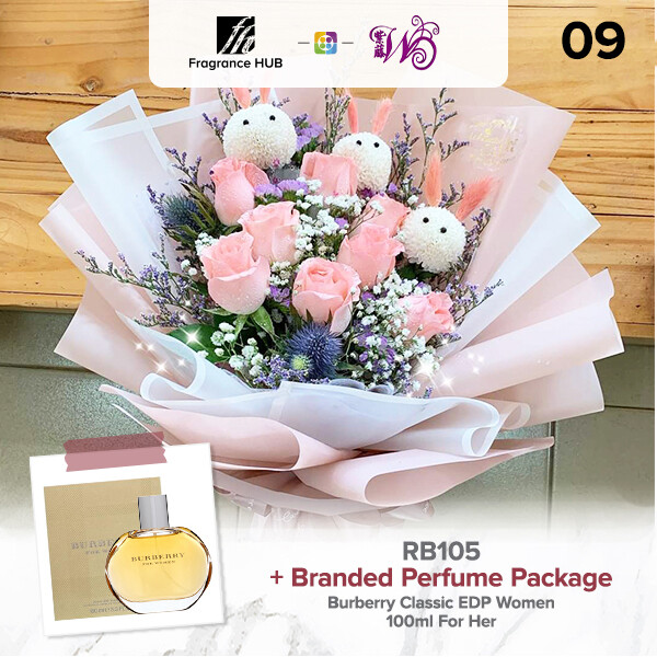 RB105 + Fragrance Hub Branded Perfume (By: Wistaria Florist from Sibu)