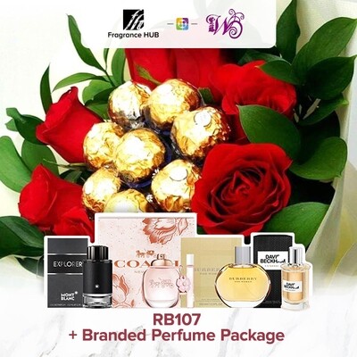 RB107 + Fragrance Hub Branded Perfume (By: Wistaria Florist from Sibu)