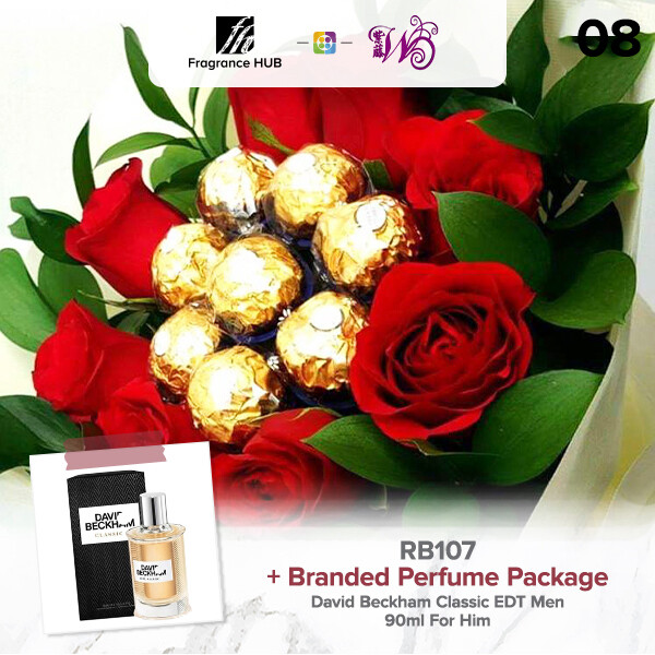 RB107 + Fragrance Hub Branded Perfume (By: Wistaria Florist from Sibu)