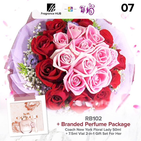 RB102 + Fragrance Hub Branded Perfume (By: Wistaria Florist from Sibu)
