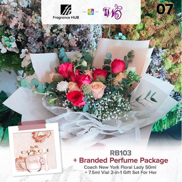 RB103 + Fragrance Hub Branded Perfume (By: Wistaria Florist from Sibu)