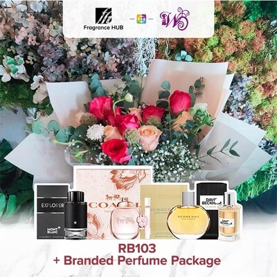RB103 + Fragrance Hub Branded Perfume (By: Wistaria Florist from Sibu)