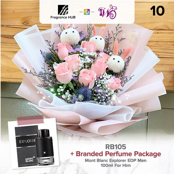 RB105 + Fragrance Hub Branded Perfume (By: Wistaria Florist from Sibu)