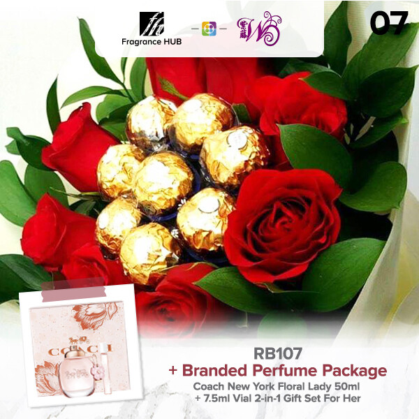 RB107 + Fragrance Hub Branded Perfume (By: Wistaria Florist from Sibu)