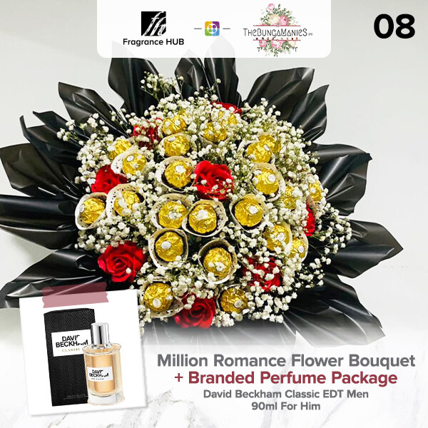 Million Romance Bouquet + Fragrance Hub Branded Perfume (By: The Bunga Manies from Bintulu)