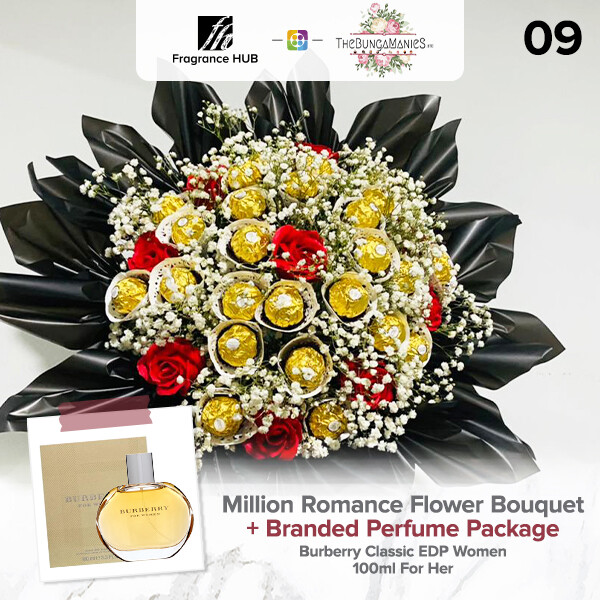 Million Romance Bouquet + Fragrance Hub Branded Perfume (By: The Bunga Manies from Bintulu)