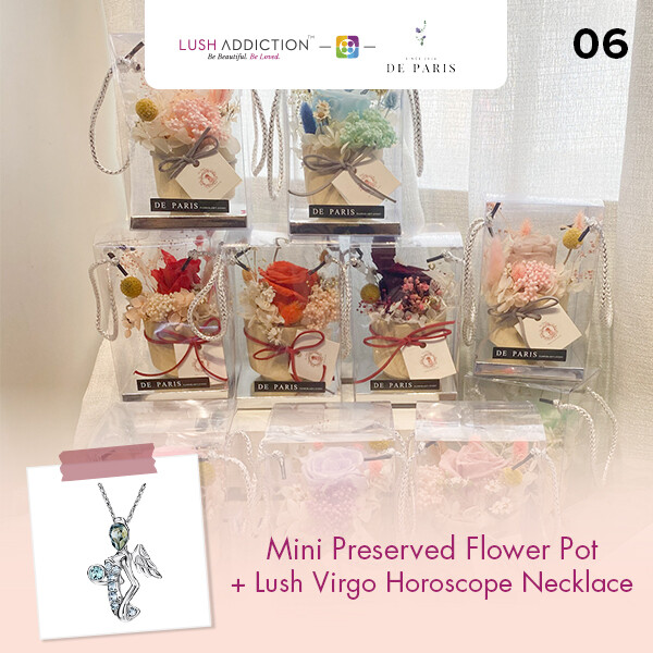 Mini Preserved Flower Pot + Lush Addiction Necklace (By: De Paris from Pulau Pinang)