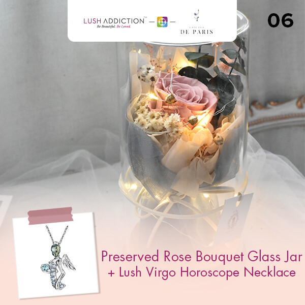 Preserved Rose Bouquet Glass Jar + Lush Addiction Necklace (By: De Paris from Pulau Pinang)