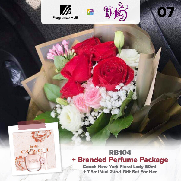 RB104 + Fragrance Hub Branded Perfume (By: Wistaria Florist from Sibu)