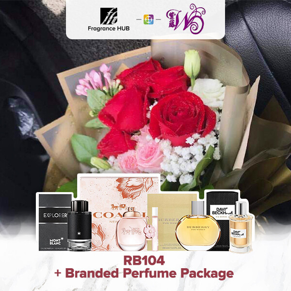 RB104 + Fragrance Hub Branded Perfume (By: Wistaria Florist from Sibu)