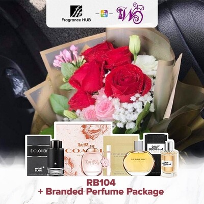 RB104 + Fragrance Hub Branded Perfume (By: Wistaria Florist from Sibu)