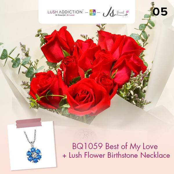 BQ1059 Best of My Love Flower Bouquet  + Lush Addiction Necklace (By: JS Florist from Damansara)