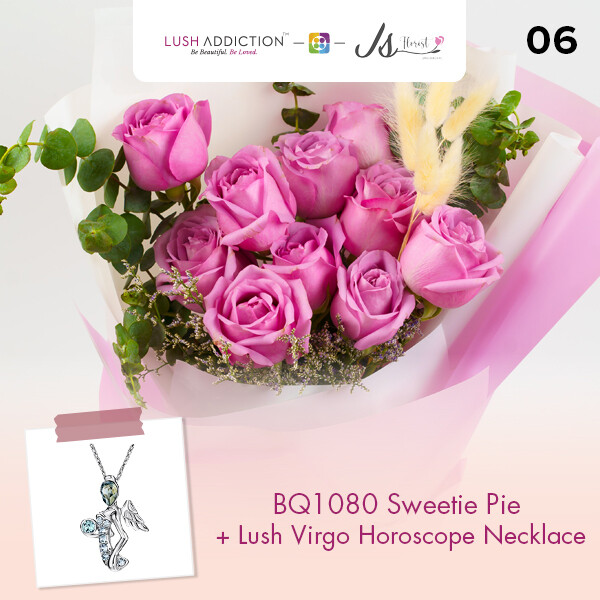 BQ1080 Sweetie Pie Flower Bouquet + Lush Addiction Necklace (By: JS Florist from Damansara)