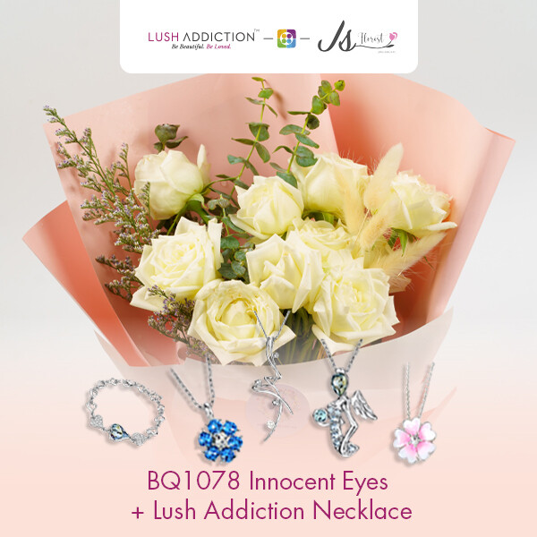 BQ1078 Innocent Eyes Flower Bouquet  + Lush Addiction Necklace (By: JS Florist from Damansara)