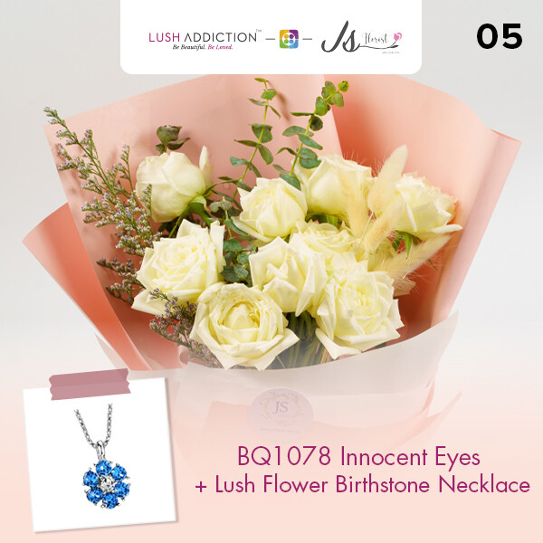 BQ1078 Innocent Eyes Flower Bouquet  + Lush Addiction Necklace (By: JS Florist from Damansara)