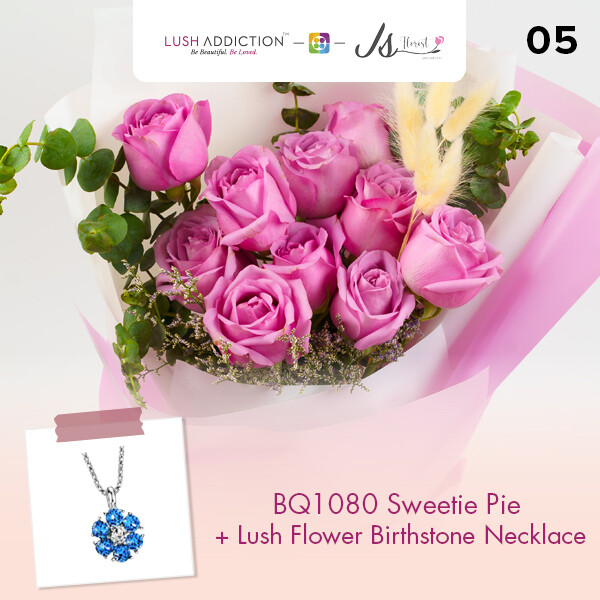 BQ1080 Sweetie Pie Flower Bouquet + Lush Addiction Necklace (By: JS Florist from Damansara)