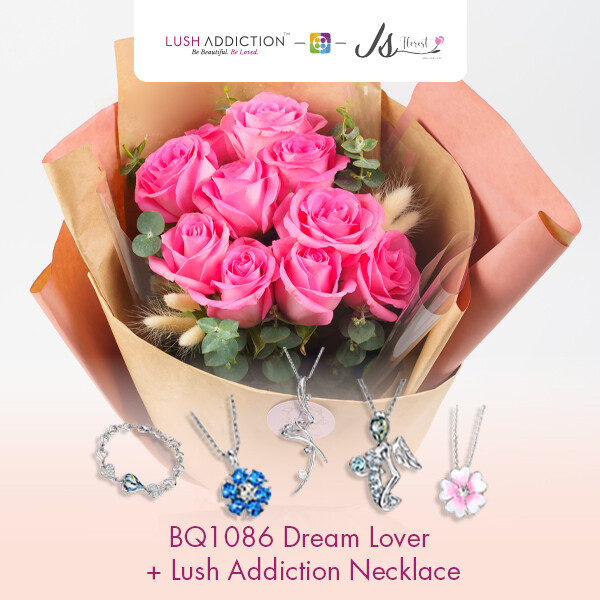 BQ1086 Dream Lover Flower Bouquet + Lush Addiction Necklace (By: JS Florist from Damansara)
