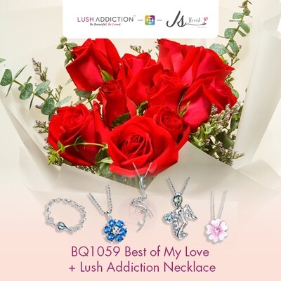 BQ1059 Best of My Love Flower Bouquet  + Lush Addiction Necklace (By: JS Florist from Damansara)