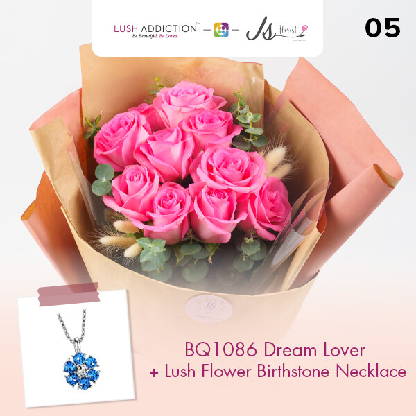 BQ1086 Dream Lover Flower Bouquet + Lush Addiction Necklace (By: JS Florist from Damansara)